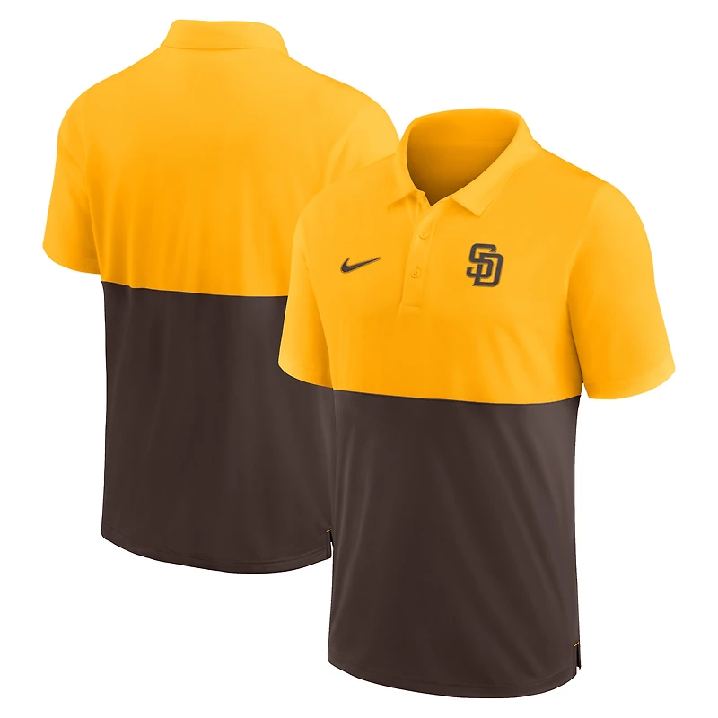 Men's Nike Gold/Brown San Diego Padres Team Baseline Striped Performance Polo