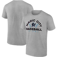 Men's Fanatics Heathered Gray Miami Marlins Iconic Go for Two T-Shirt