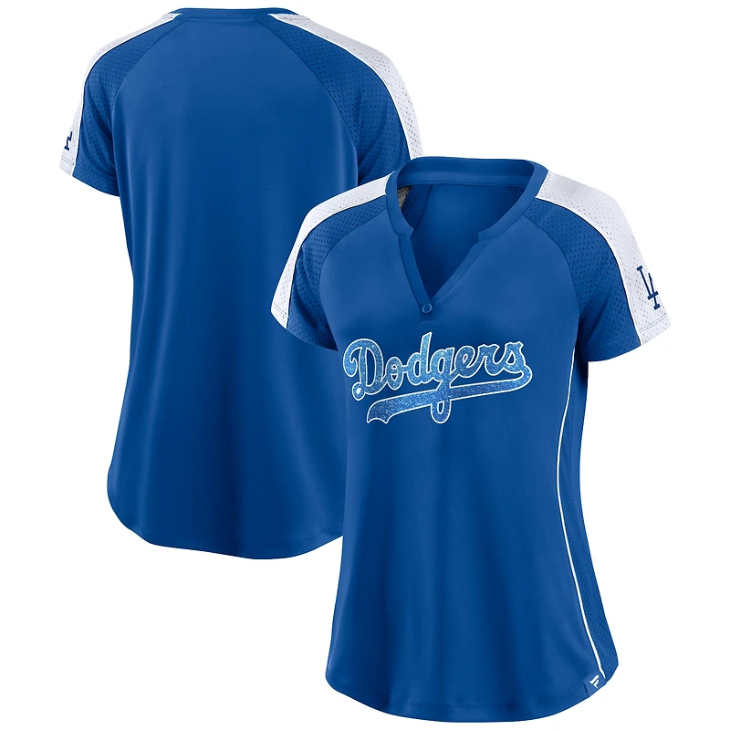 Women's Fanatics Royal/White Los Angeles Dodgers True Classic League Diva Pinstripe Raglan V-Neck T-Shirt