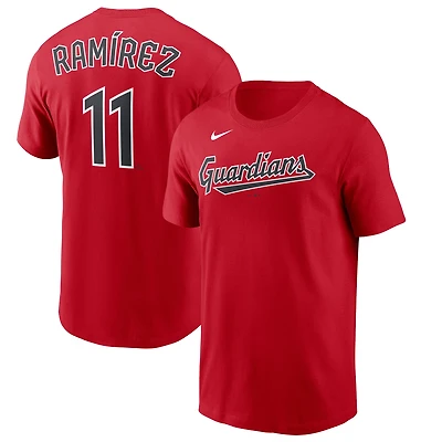 Men's Nike Jose Ramirez Red Cleveland Guardians Name & Number T-Shirt
