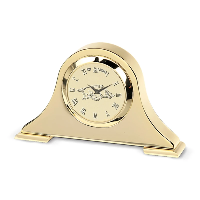 Arkansas Razorbacks Gold Napoleon Desk Clock