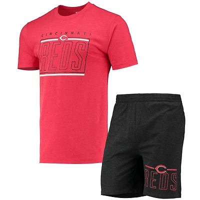 Men's Concepts Sport Black/Red Cincinnati Reds Meter Top and Shorts Sleep Set