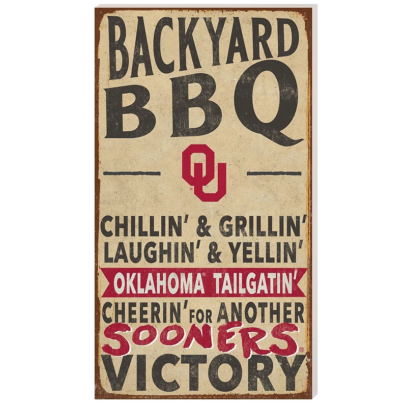 Oklahoma Sooners 11'' x 20'' Indoor/Outdoor BBQ Sign
