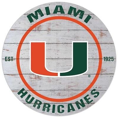 Miami Hurricanes 20'' x 20'' Indoor/Outdoor Weathered Circle Sign