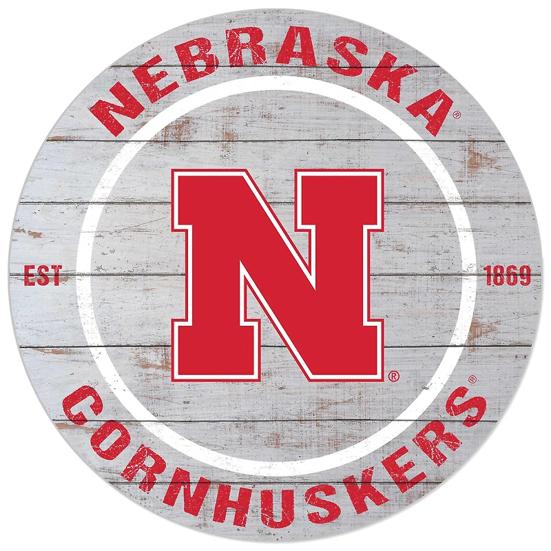 Nebraska Huskers 20'' x 20'' Indoor/Outdoor Weathered Circle Sign