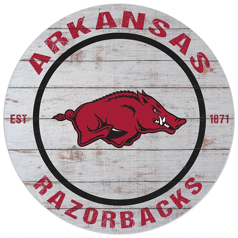 Arkansas Razorbacks 20'' x 20'' Indoor/Outdoor Weathered Circle Sign