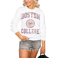 Women's White Boston College Eagles  Seal of Approval Oversized Perfect Pullover Sweatshirt