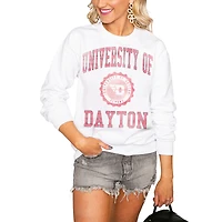 Women's White Dayton Flyers  Seal of Approval Oversized Perfect Pullover Sweatshirt