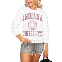 Women's White Indiana Hoosiers  Seal of Approval Oversized Perfect Pullover Sweatshirt