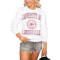 Women's White Louisville Cardinals  Seal of Approval Oversized Perfect Pullover Sweatshirt