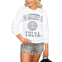 Women's White Tulsa Golden Hurricane  Seal of Approval Oversized Perfect Pullover Sweatshirt