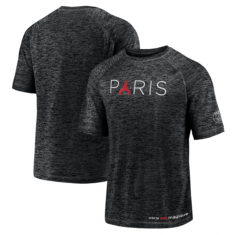 Men's Fanatics Black Paris Saint-Germain Tower Space-Dye Raglan T-Shirt
