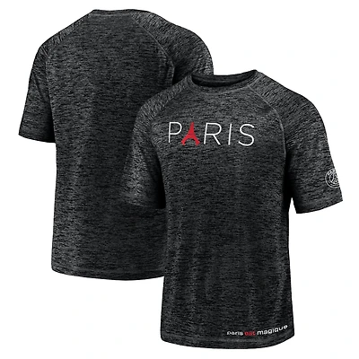 Men's Fanatics Black Paris Saint-Germain Tower Space-Dye Raglan T-Shirt