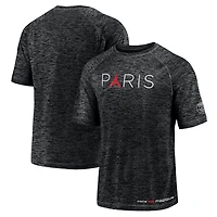 Men's Fanatics Black Paris Saint-Germain Tower Space-Dye Raglan T-Shirt