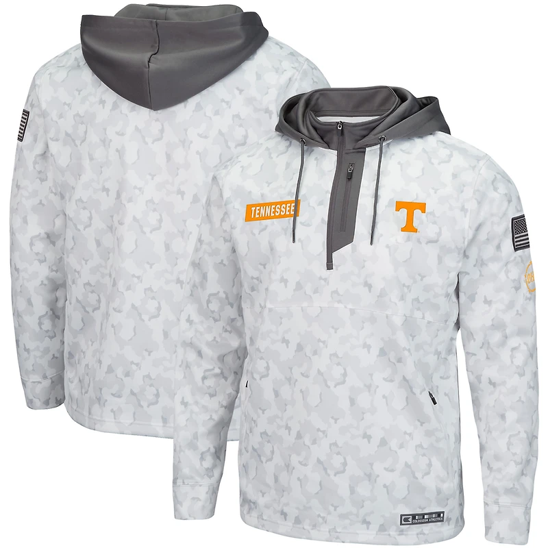 Men's Colosseum Arctic Camo Tennessee Volunteers OHT Military Appreciation Quarter-Zip Hoodie