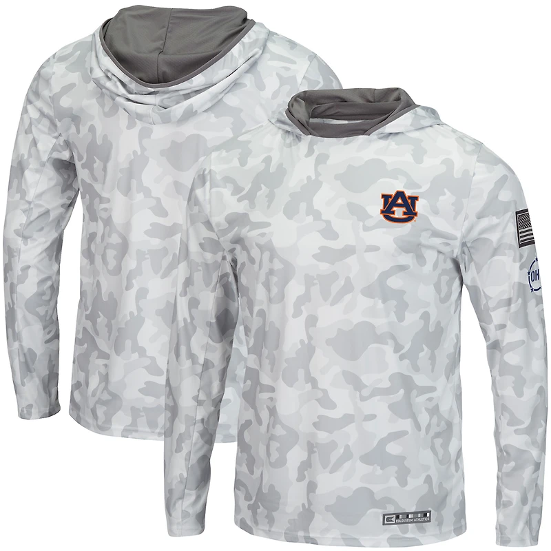 Men's Colosseum Arctic Camo Auburn Tigers OHT Military Appreciation Long Sleeve Hoodie Top