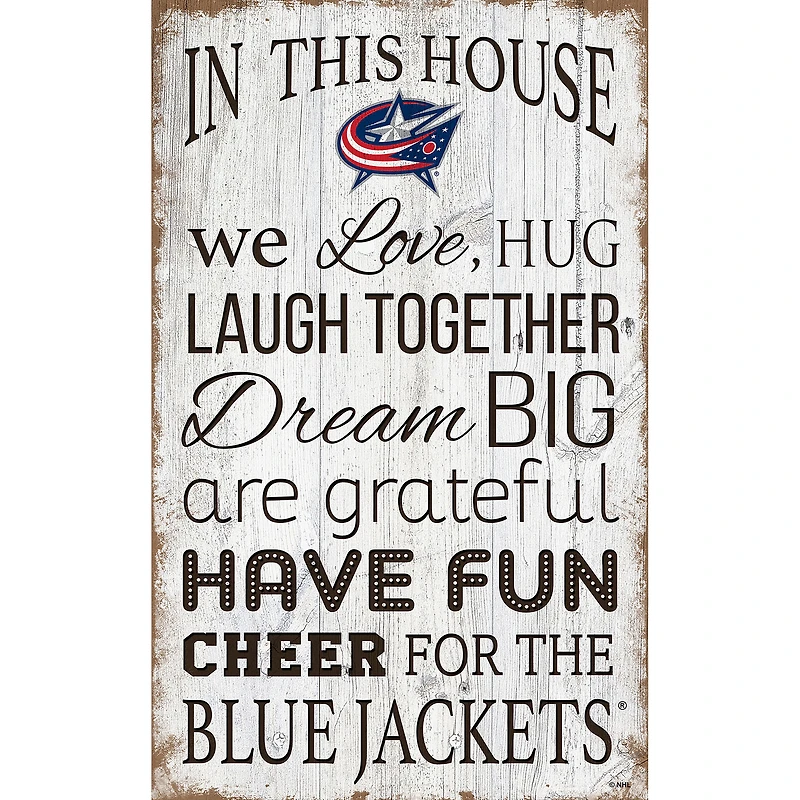 Columbus Blue Jackets 11'' x 19'' Team In This House Sign