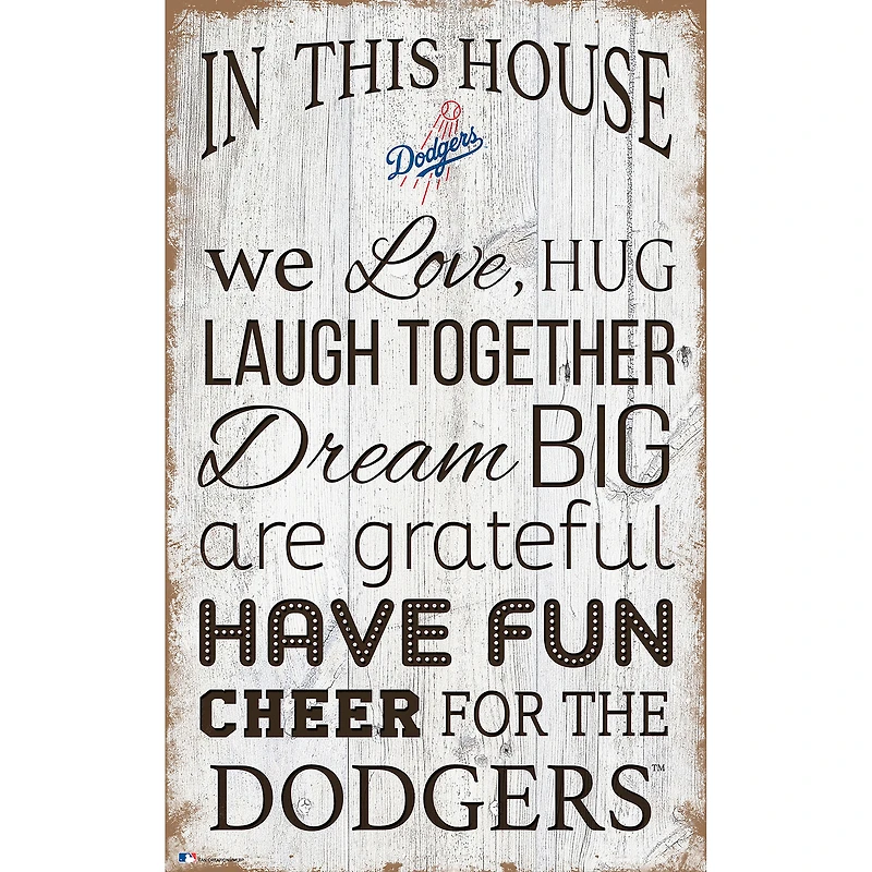 Los Angeles Dodgers 11'' x 19'' Team In This House Sign
