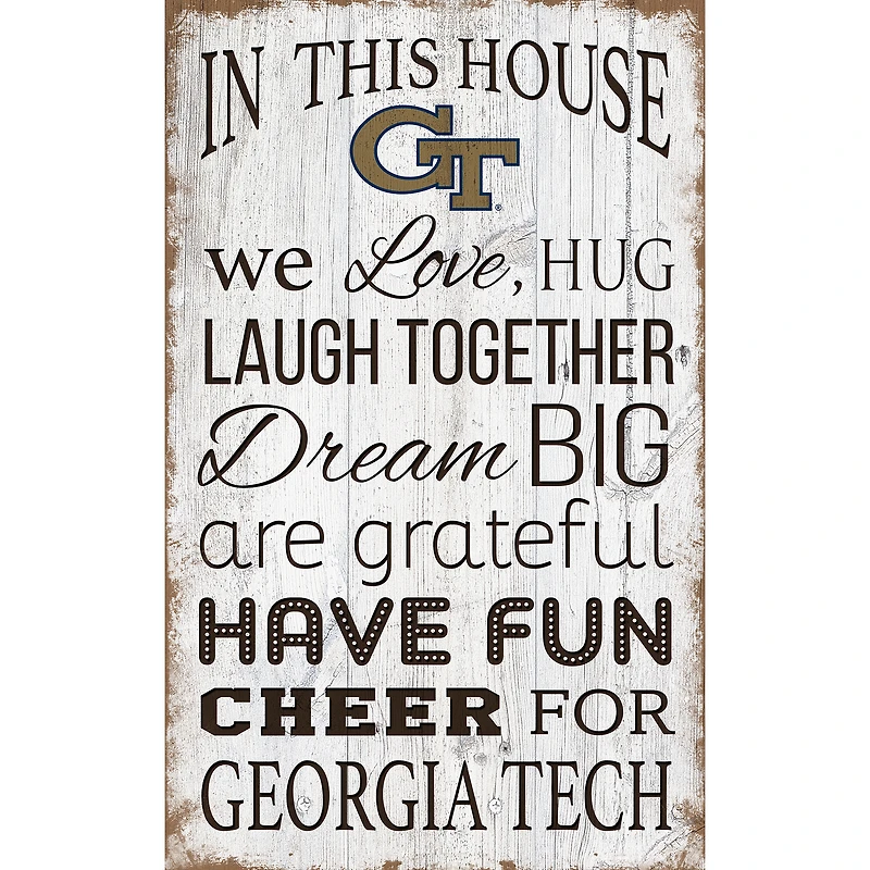 Georgia Tech Yellow Jackets 11'' x 19'' Team In This House Sign