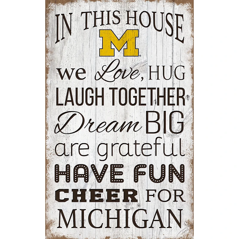Michigan Wolverines 11'' x 19'' Team In This House Sign
