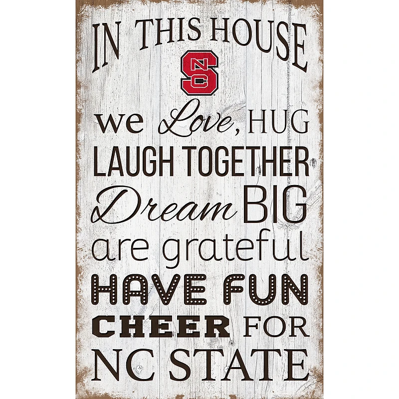 NC State Wolfpack 11'' x 19'' Team In This House Sign