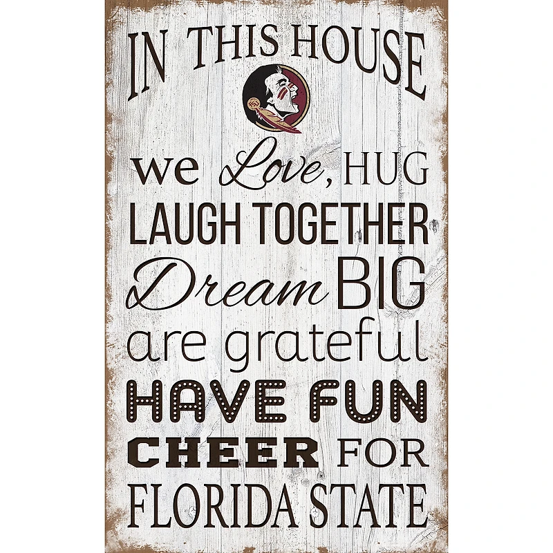 Florida State Seminoles 11'' x 19'' Team In This House Sign