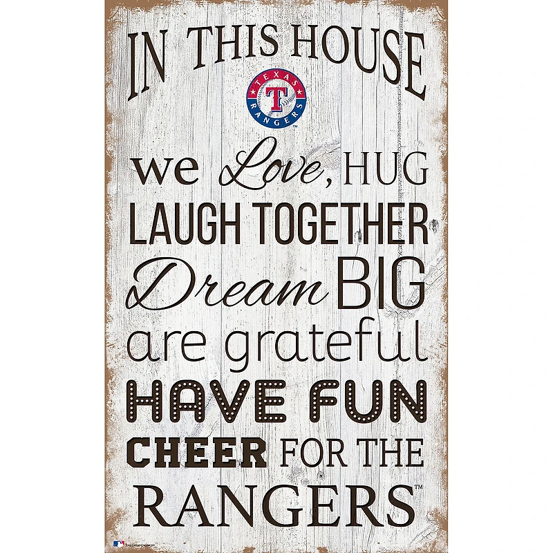 Texas Rangers 11'' x 19'' Team In This House Sign