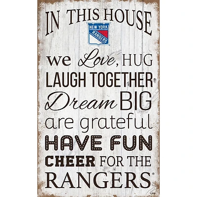 New York Rangers 11'' x 19'' Team In This House Sign