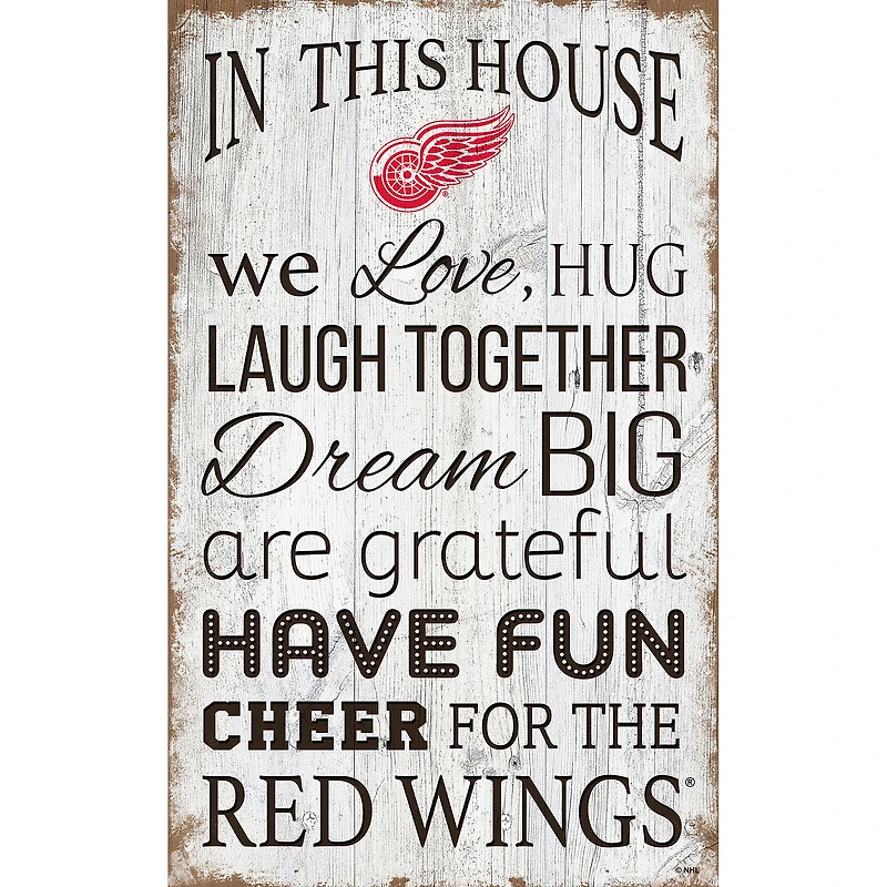 Detroit Red Wings 11'' x 19'' Team In This House Sign
