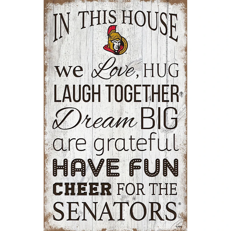 Ottawa Senators 11'' x 19'' Team In This House Sign