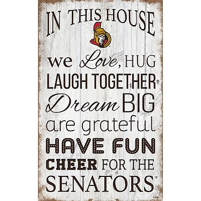 Ottawa Senators 11'' x 19'' Team In This House Sign