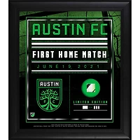 Austin FC Inaugural Home Game vs. San Jose Earthquakes Framed 15" x 17" Collage with a Piece of Match-Used Soccer Ball - Limited Edition of 250
