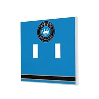 Charlotte FC Stripe Design Double Toggle Lightswitch Plate