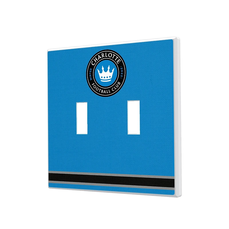 Charlotte FC Stripe Design Double Toggle Lightswitch Plate