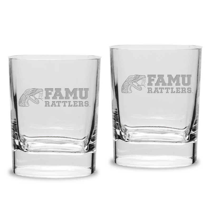 Florida A&M Rattlers 2-Piece 11.75oz. Luigi Bormioli Square Double Old Fashion Glasses Set