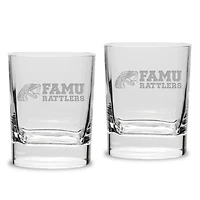 Florida A&M Rattlers 2-Piece 11.75oz. Luigi Bormioli Square Double Old Fashion Glasses Set