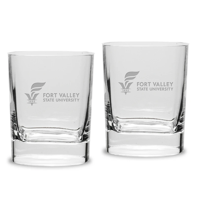 Fort Valley State Wildcats 2-Piece 11.75oz. Luigi Bormioli Square Double Old Fashion Glasses Set