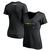 Women's Black LA28 Summer Olympics Pride Repeat V-Neck T-Shirt