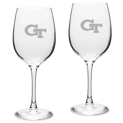 Georgia Tech Yellow Jackets 2-Piece 16oz. Traditional White Wine Glass Set