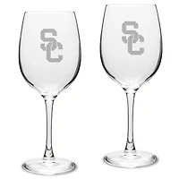 USC Trojans 2-Piece 16oz. Traditional White Wine Glass Set