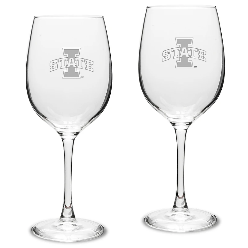 Iowa State Cyclones 2-Piece 16oz. Traditional White Wine Glass Set
