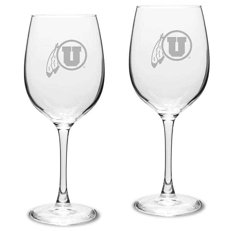 Utah Utes 2-Piece 16oz. Traditional White Wine Glass Set