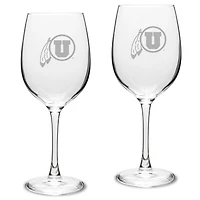 Utah Utes 2-Piece 16oz. Traditional White Wine Glass Set