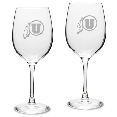 Utah Utes 2-Piece 16oz. Traditional White Wine Glass Set