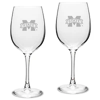 Mississippi State Bulldogs 2-Piece 16oz. Traditional White Wine Glass Set