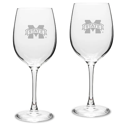 Mississippi State Bulldogs 2-Piece 16oz. Traditional White Wine Glass Set