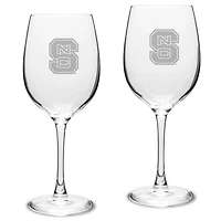 NC State Wolfpack 2-Piece 16oz. Traditional White Wine Glass Set