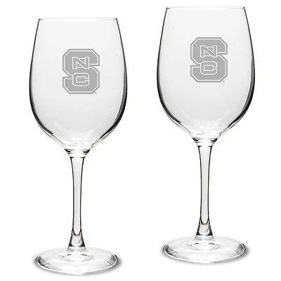 NC State Wolfpack 2-Piece 16oz. Traditional White Wine Glass Set
