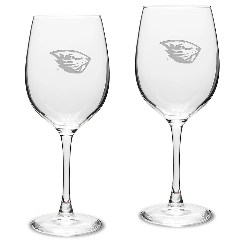 Oregon State Beavers 2-Piece 16oz. Traditional White Wine Glass Set
