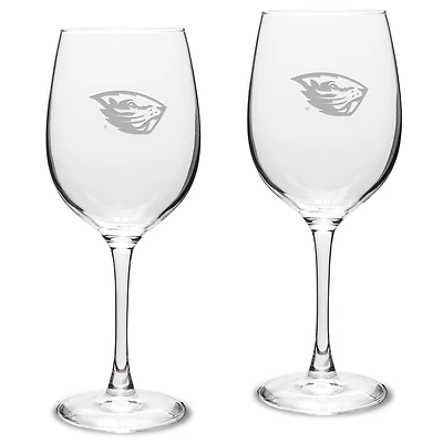 Oregon State Beavers 2-Piece 16oz. Traditional White Wine Glass Set